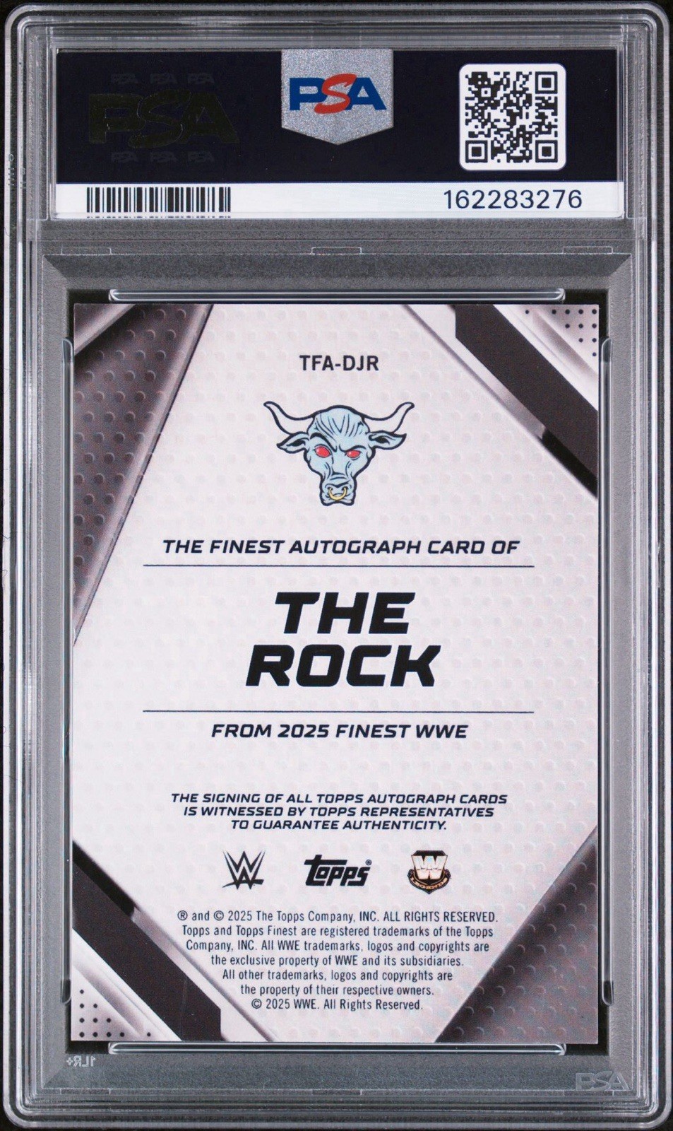 2025 Topps Finest Auto The Rock Black Refractor  /25 PSA 9 view 2