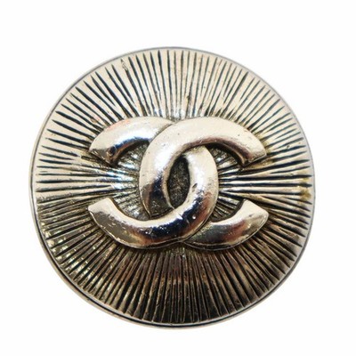 CHANEL Vintage Coco Mark Brooch Pin Brooch Accessory Logo 26.1g Silver Color