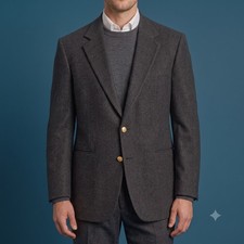 Structure Le Collezioni Vintage Blazer Mens Medium Gray Wool Cashmere Blend EUC