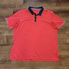 adidas Climacool Men  s Coral Red Polo with Navy Contrast Collar 2XL