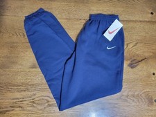 NOS NEW Vintage 90s Nike Jogger Sweatpants Mens L Navy Blue Swoosh Made in USA