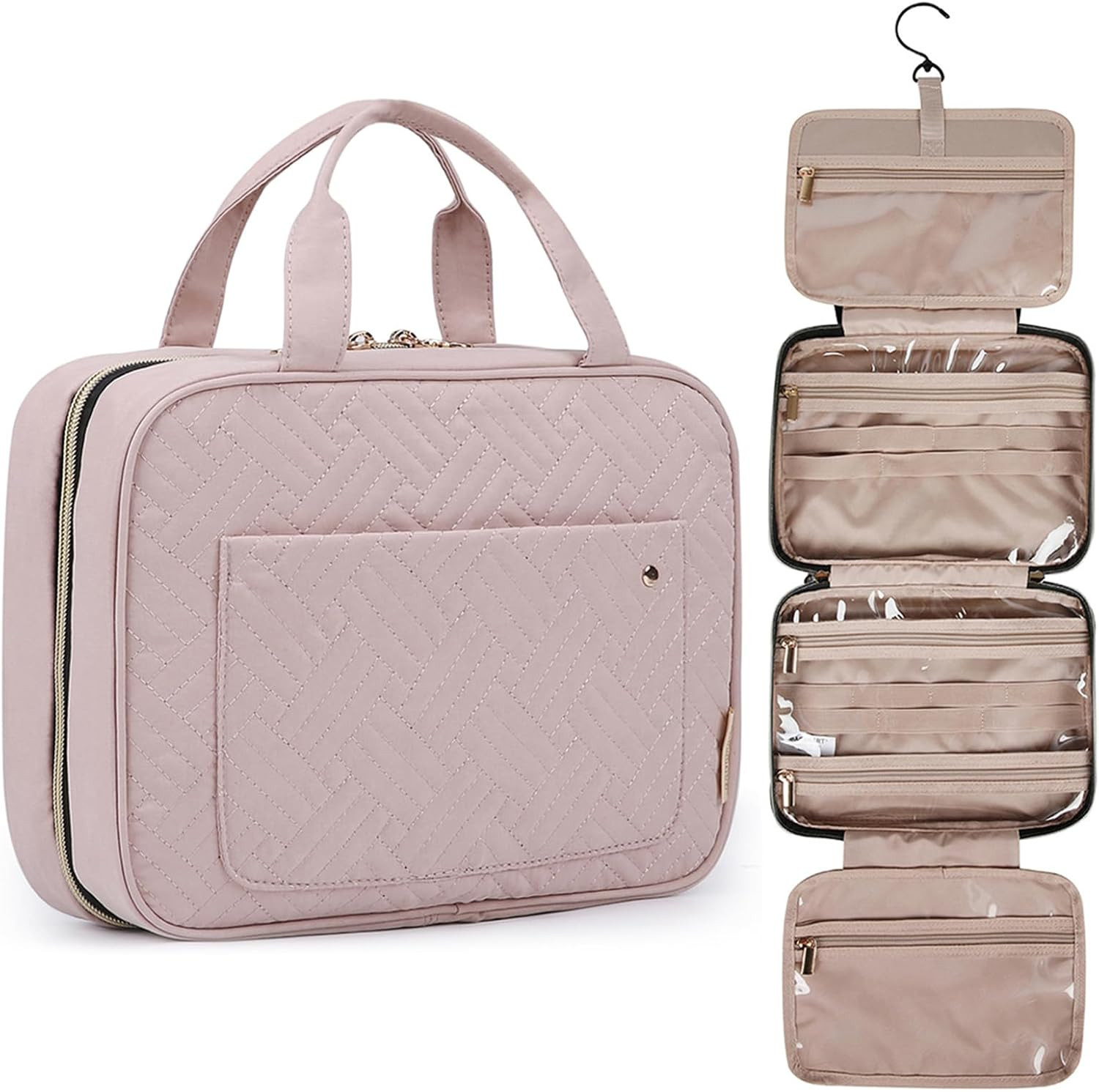 BAGSMART Large Hanging Toiletry Bag Baby Pink Ideal for Travel Essentials
