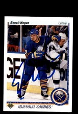 Signed Hockey Card Auto Benoit Hogue 1990-91 Upper Deck #402 Buffalo Sabres