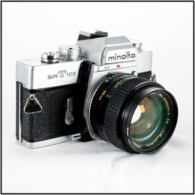 Minolta SRT-102 SLR Film Camera with 50mm f1.4 MC Rokkor-X Lens   Very Nice !