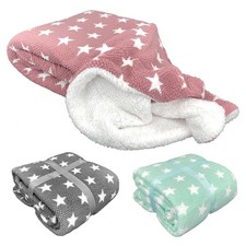 heimtexland ® super flauschige Kuscheldecke Sherpa Fell Wohndecke Sterne Typ868