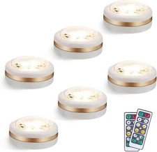 LEASTYLE LED Puck Lights with Remote Control 6 Pack, LED Under Cabinet