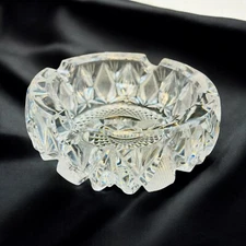 Crystal Ashtray Bowl 5 In Cigarette Cigar Tobacciana Vintage MCM Heavy Cut Lead