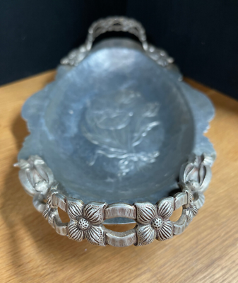 Vintage Hand Wrought Hammered Aluminum Tray Tulip Rodney Kent