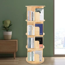 Bookshelf Rotating 4 Tier 360 Display Shelf Floor Stand Storage Display Bookcase