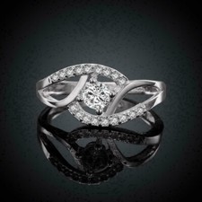 Stunning Pretty 0.50CT White Round Shape Sapphire Women's Wedding Ring