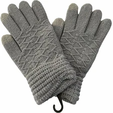 NWT Steve Madden Zigzag Metallic Touchscreen Tech Gloves Gray Silver OS #3542
