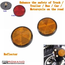 2PCS Round Bolt On Safety Reflector For Motorcycle ATV Truck Car Dirt Bike Amber