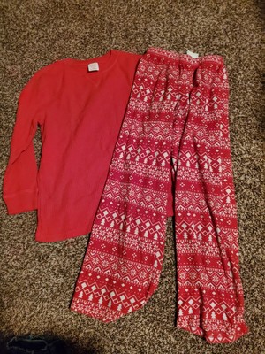 Unisex Kids Pajamas Fleece Pants Red Winter Christmas Holiday Size 8