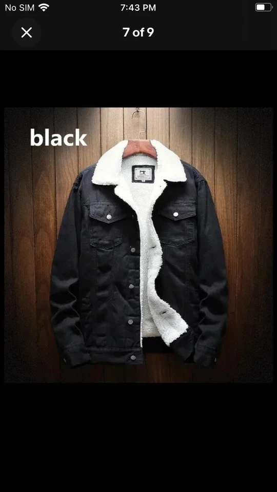 Nueva chaqueta vaquera de piel negra/blanca con botón Foto 3 de 4