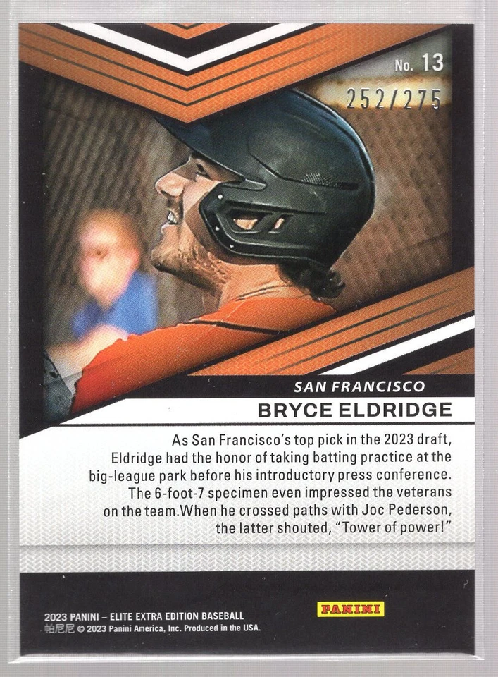 * 2023 Panini Elite Extra Edition - Status Orange #13 BRYCE ELDRIDGE [252/275] - Image 2 of 2