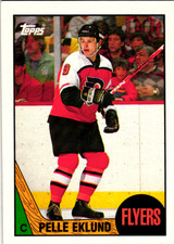 Pelle Eklund 1987-8 Topps Hockey Card  #98 RC Rookie Flyers. rookie card picture