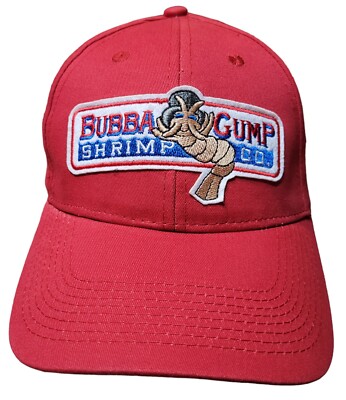 Bubba Gump Shrimp Co Baseball Cap Hat Red Snapback Embroidered