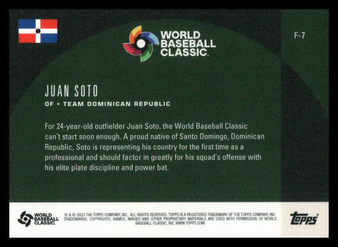 2023 Topps WBC Global Stars Juan Soto Flag of a Nation F-7