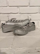 Metallic Silver Low-Top Converse All-Stars Women's Size 6