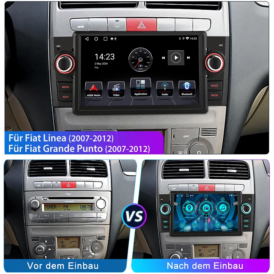 Für Fiat Linea Punto 07-12 Autoradio Carplay Android 14 GPS NAVI WIFI BT 4+64GB - Bild 4 von 4