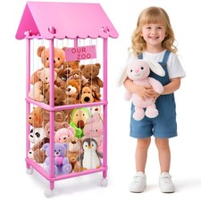 Animal Storage Zoo with Wheels, Large Wooden Stuff Animals Holder Space Save ...