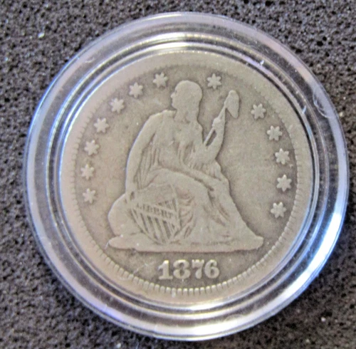 US 1876S Seated Liberty Quarter Dollar Silver in Fine Circulated Condition