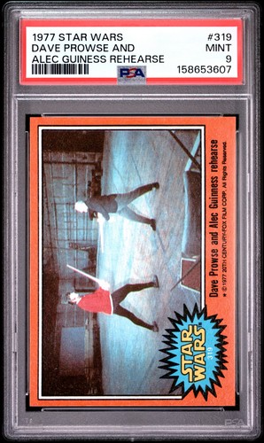 1977 Topps Star Wars #319 Dave Prowse and Alec Guinness rehearse — PSA 9