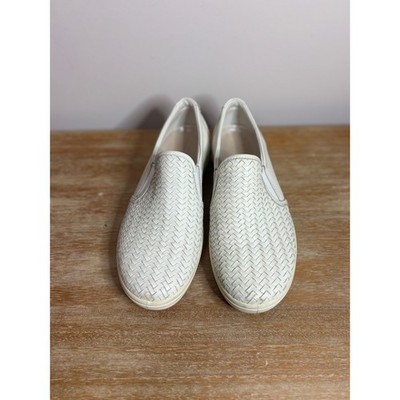 ECCO Soft 7 Woven Slip On Sneakers White Leather Womens 39 US 8 470113-01152