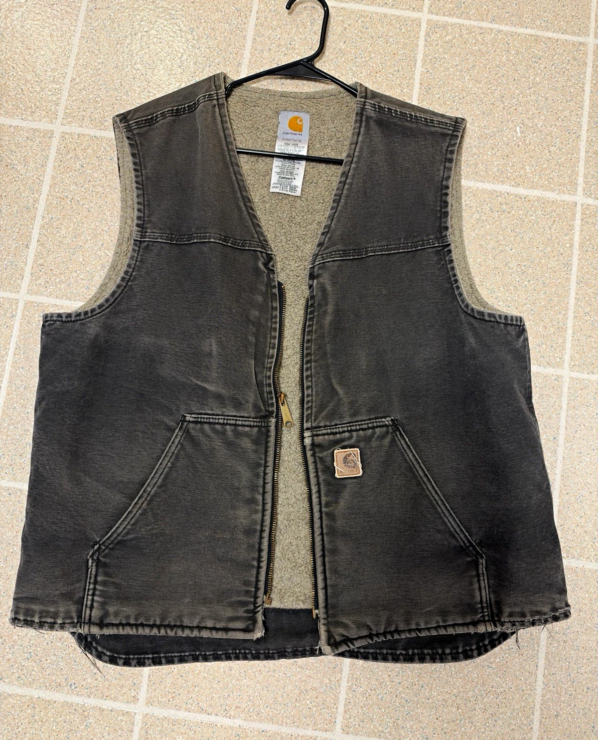 Carhartt Men’s Sherpa Lined Full Zip Cotton Work Vest Black XL V28 BLK image 1