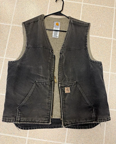 Carhartt Men’s Sherpa Lined Full Zip Cotton Work Vest Black XL V28 BLK video thumbnail