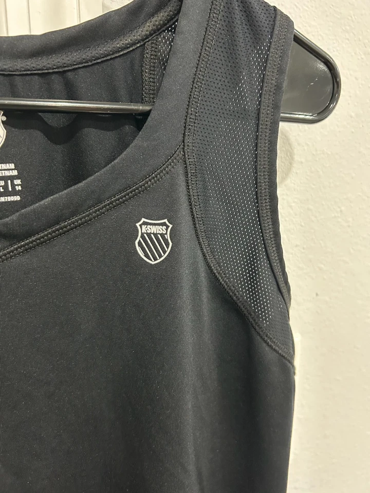 K-Swiss Black Mesh Performance Tank Top Athletic Workout Shirt Size L Breathable - Image 4 of 4