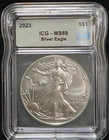 2023 American Silver Eagle ICG MS69 ASE US Graded Coin Slab 999 Fine 1 Oz
