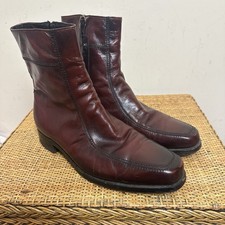 Vintage Florsheim Essex Mens 11D Shoes Burgundy Leather Zip Up Boots Disco Dance