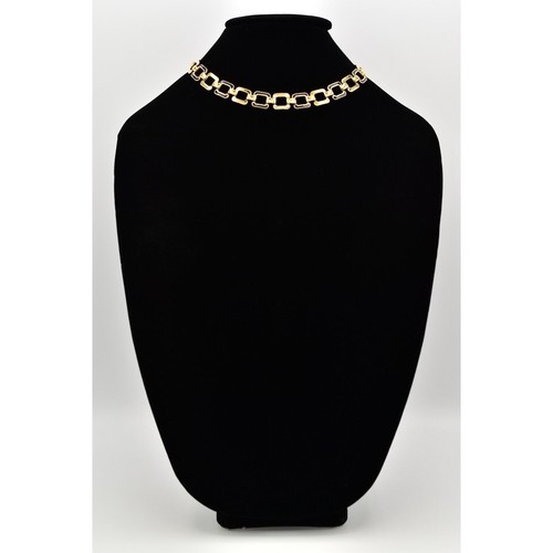 Monet Vintage Halsband Halskette schwarz Emaille Gliederkette gold klobig signiert BinL - Bild 2 von 12