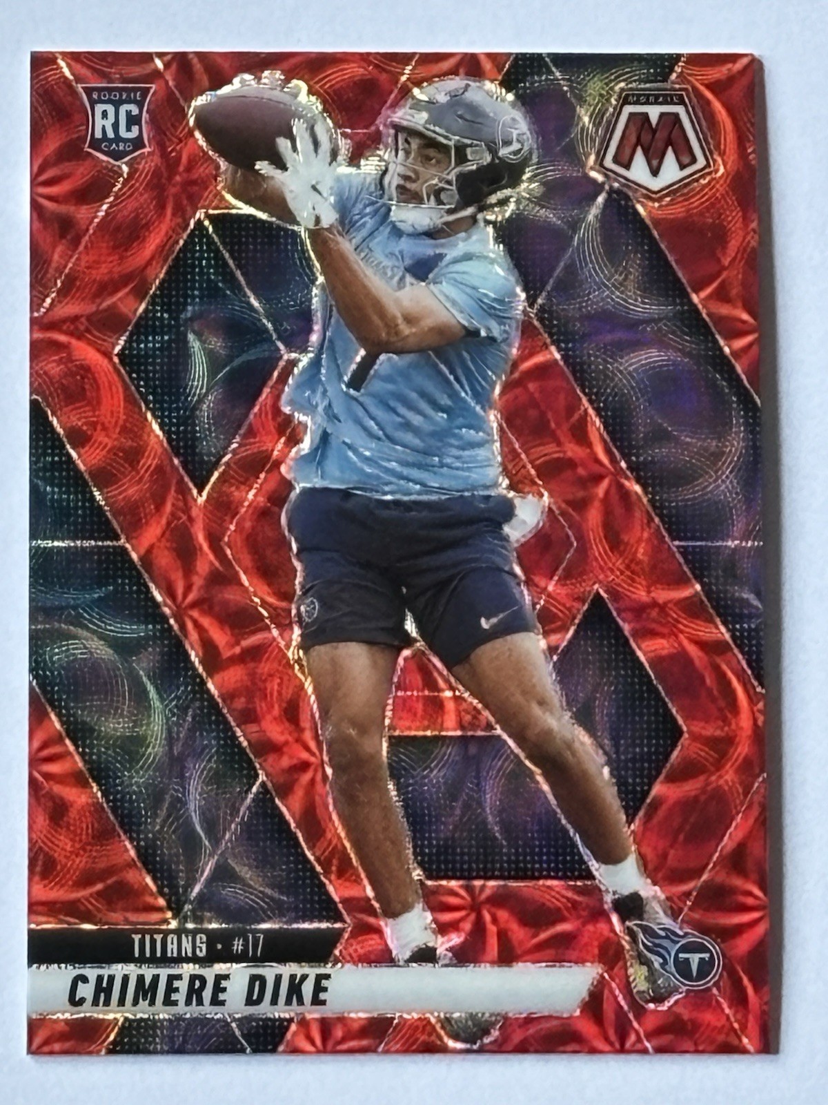 Tennessee Titans Chimere Dike RC Rookie Red Scope Prizm #356 2025 Mosaic