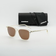 Montblanc MB0082SA 004 Transparent Yellow/Brown 55-17-150 Sunglasses New Auth...