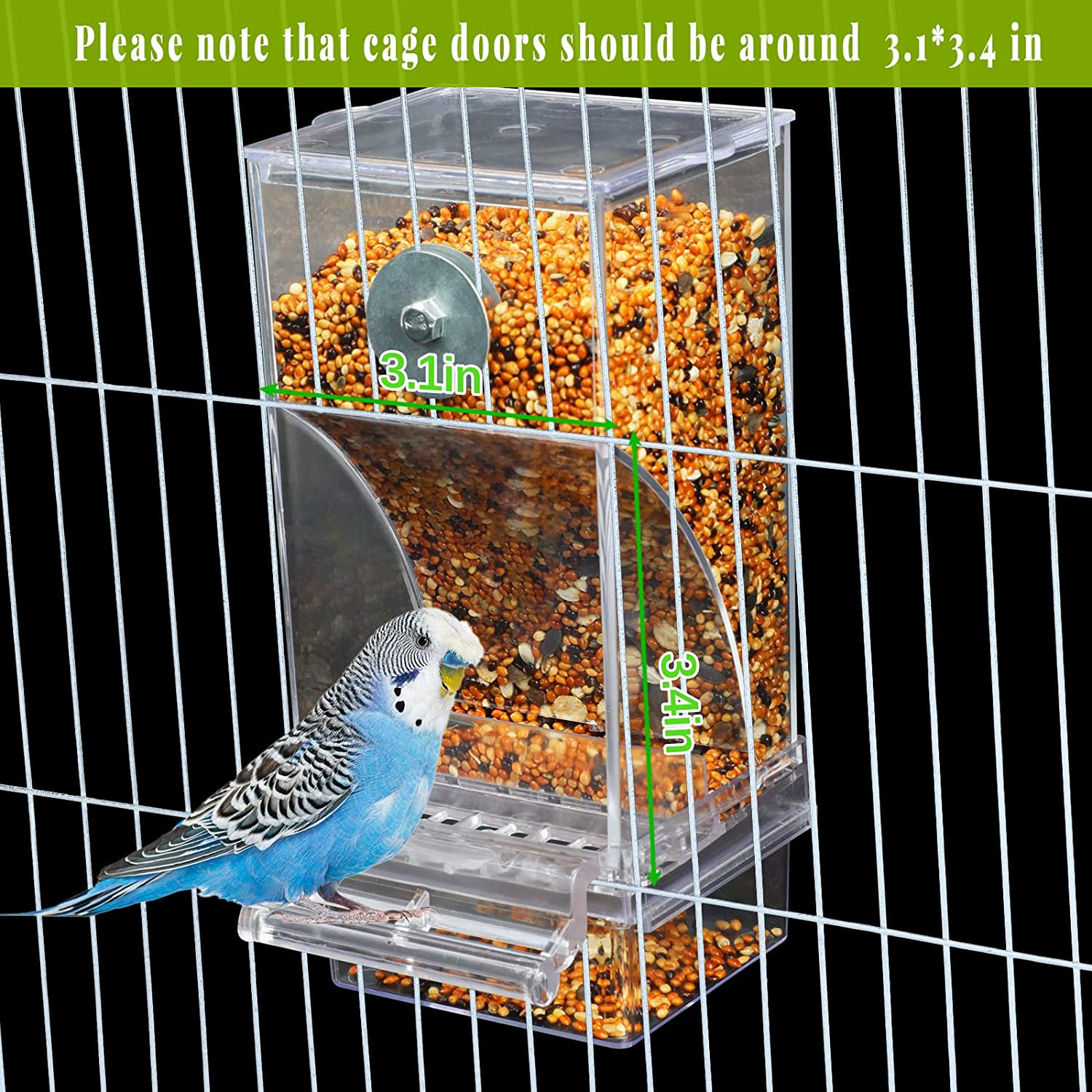 No Mess Automatic Bird Feeder Transparent Food Container Cage Acrylic Parrot Fee