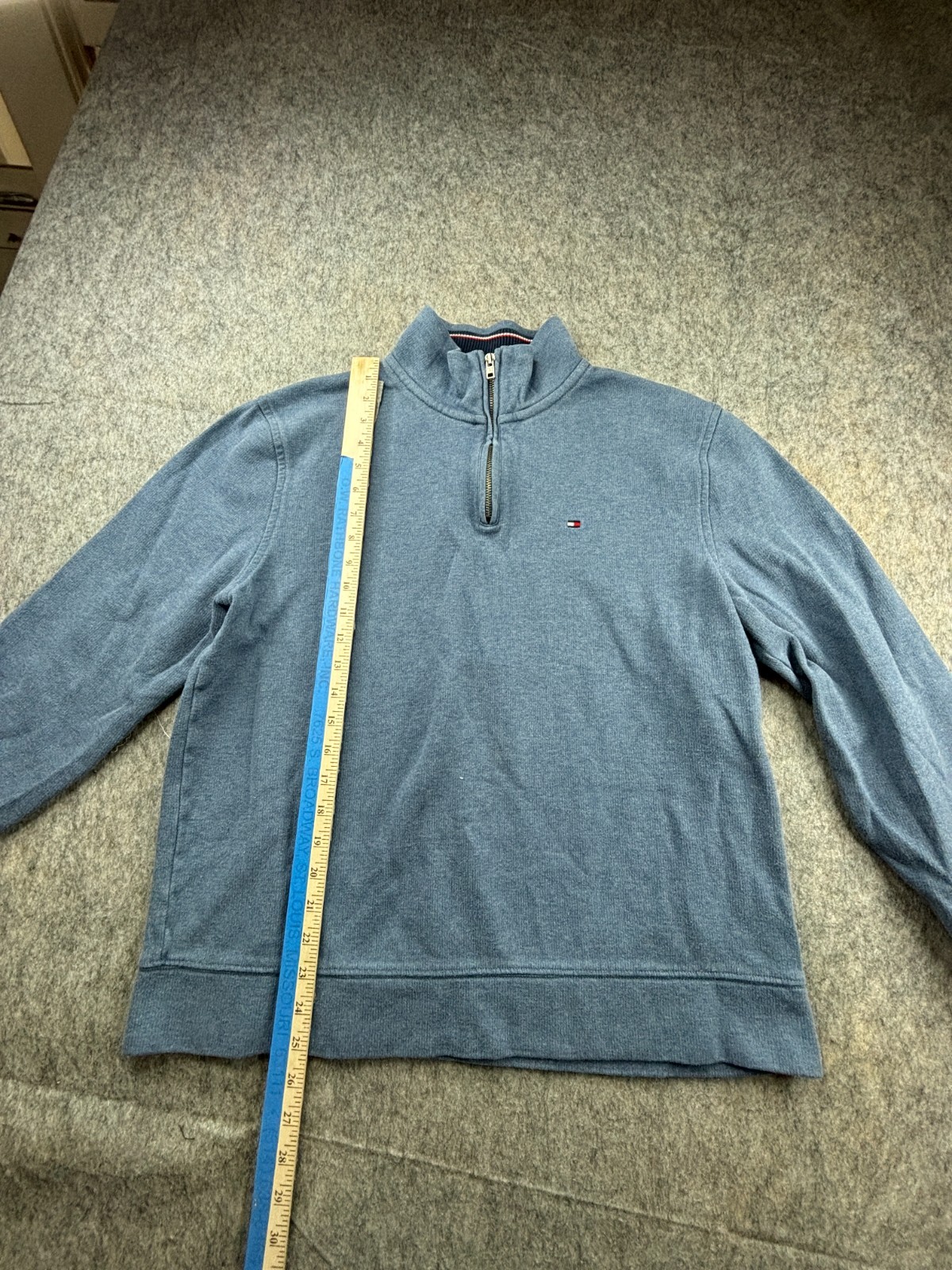 Y2K Tommy Hilfiger Men's Blue Quarter-Zip Sweatshirt - Essential Style image 6
