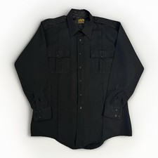 Vintage 70s Century 21 Comfort In Action Black Uniform Shirt Made in USA XL XXL