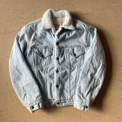 Vintage 80s Levi's Sherpa Trucker Denim Jacket Unisex Size 34R USA Made American
