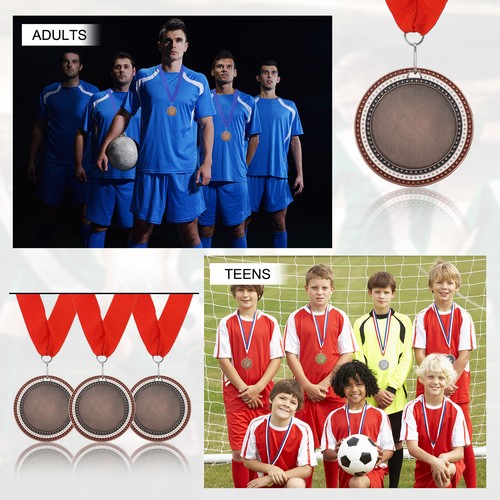 3er Pack Award Medaillen, 3. Preisträger Medaillen mit rotem Band für Spiele, Bronze - Bild 6 von 7