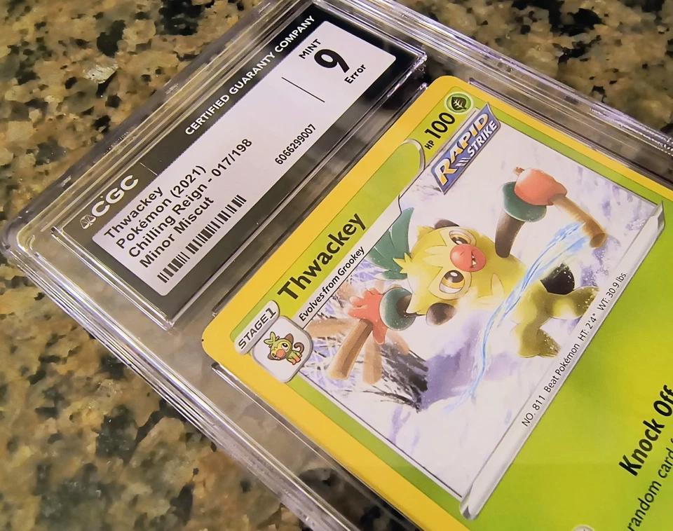 Thwackey Miscut Error Pokemon Card Graded CGC 9 MINT Chilling Reign 017/198 2021 - Image 2 of 3