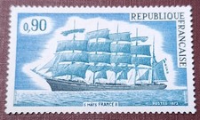 Timbre Neuf France - Navire 5 mâts France II (1973). Ref Yvert et Tellier n°1762