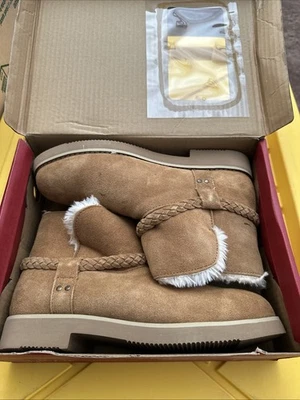 Style & Co Kaii Brown Suede Faux Fur Lined Ankle Boots Womens Sz11 - Image 1 of 2