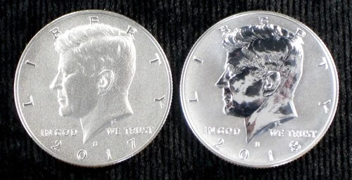 2017-S Enhanced & 2018-S Reverse Proof Gem Kennedy Half Dollar Pair