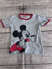 Disney Jr. Mickey 5T Gray Ringer Tee With Mickey Sticking Tongue Out