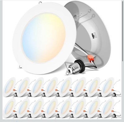 ANWIO Recessed Lighting 6 Inch, 16 Pack 5CCT Flat Retrofit LED Recessed Lights
