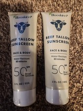 Lot 2 Blooskim Beef Tallow Sunscreen SPF 50 Natural Water Resistant 3oz Exp 7/28
