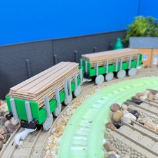 Trackmaster Two Green Flat Freight Cargo Train Custom Made for Thomas Train