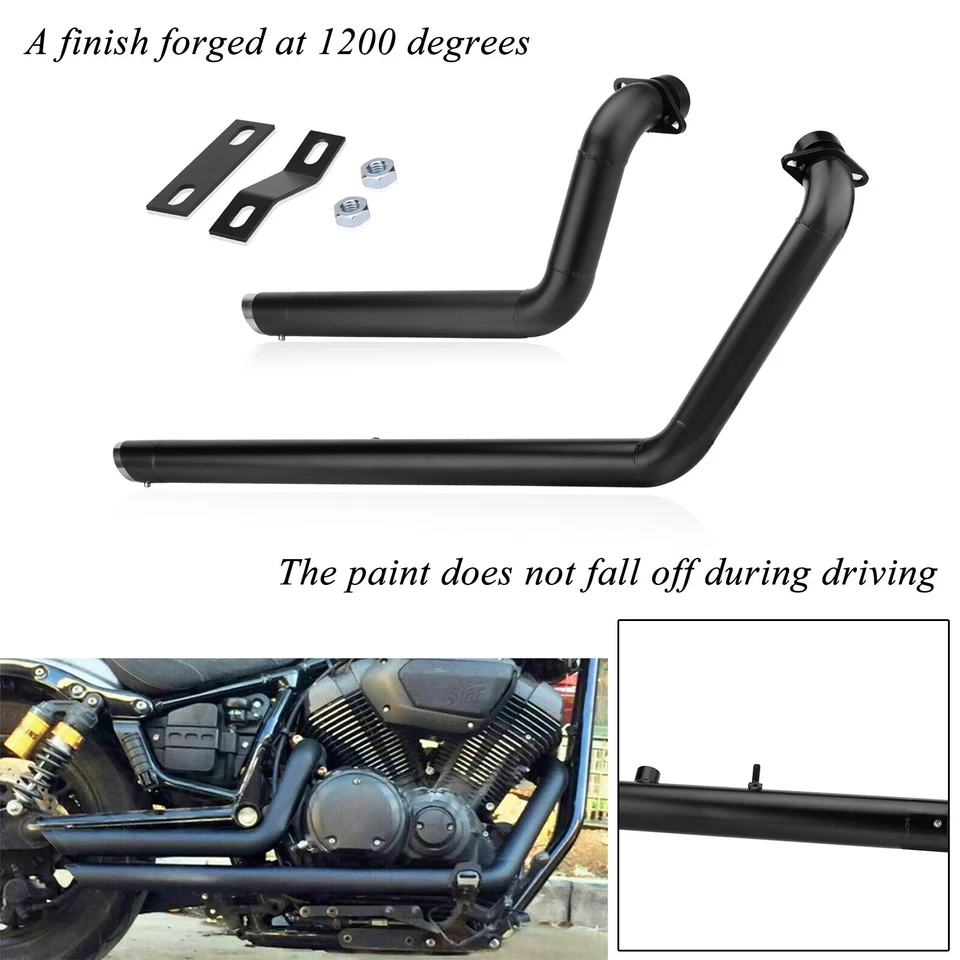 Shortshots Staggered Exhaust Pipe For Yamaha Bolt XVS950 XVS950 R-Spec 2010-2018 — 第 4/4 张图片